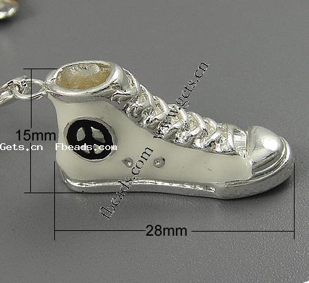 Zinklegierung Schuhe Anhänger, mit Emaille, plattiert, Emaille, keine, 28x15x9mm, Bohrung:ca. 2mm, verkauft von PC