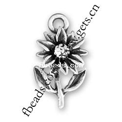 Sterling Silver Flower Pendants, 925 Sterling Silver, plated, layered, more colors for choice, 16x11mm, Sold By PC