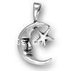 Sterling Silver Pendants, 925 Sterling Silver, Moon, plated 