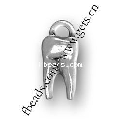 Sterling Silver Pendants, 925 Sterling Silver, Tooth, plated, more colors for choice, 13x6mm, Hole:Approx 2.2mm, Sold By PC