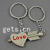 Couple Key Chain, Zinc Alloy, with enamel, Heart, for couple & enamel & with rhinestone Approx 25mm .5-2.9 Inch 