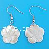 White Shell Earrings, with Brass, Flower, platinum color plated, 41mm Approx 1.5 Inch 