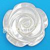 White Shell Cabochon, Flower, Carved, layered, white 