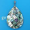 Abalone Shell Pendants, Brass, with Abalone Shell, Teardrop, platinum color plated, mosaic & double-sided Approx 