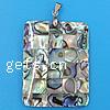 Abalone Shell Pendants, Brass, with Abalone Shell, Rectangle, platinum color plated, mosaic & single-sided Approx 