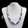 Glass Zinc Alloy Necklace, Glass Pearl, with iron rhinestone spacer & Zinc Alloy, 12-6mm .5 Inch 