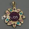 Metal Alloy Jewelry Pendants, with Resin, Flower, with rhinestone Approx 