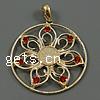 Metal Alloy Jewelry Pendants, with Resin, Flat Round, with flower pattern & with rhinestone Approx 