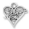 Sterling Silver Heart Pendants, 925 Sterling Silver, word I love you, plated, hollow 