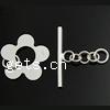 Sterling Silver Toggle Clasp, 925 Sterling Silver, Flower, plated, smooth & single-strand Approx 4mm 
