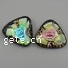 Lampwork Cabochon, Triangle, gold sand & inner flower 