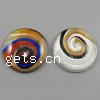 Lampwork Cabochon, Flat Round, gold sand & silver foil 