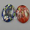 Lampwork Cabochon, Oval, gold sand 