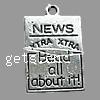 Zinc Alloy Message Pendants, Rectangle, plated, with letter pattern Approx 1.5mm, Approx 