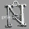 Zinc Alloy Alphabet Pendants, Letter N, plated Approx 3mm, Approx 
