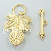 Brass Toggle Clasp, Leaf, plated, single-strand Approx 2mm 