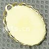 Brass Pendant Cabochon Setting, Flat Oval, plated Approx 1mm, Inner Approx 