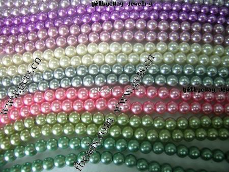 Glass Pearl Beads, Round, mixed colors, 8mm, Length:Approx 32 Inch, 100Strands/Lot, Sold By Lot