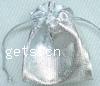 Organza Jewelry Pouches Bags, solid color, silver color 