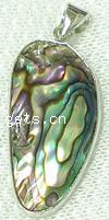 Abalone Shell Pendants, Brass, with Abalone Shell, Oval, platinum color plated 