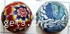 Round Polymer Clay Beads, with flower pattern, mixed colors, 20mm 