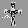 Pendentifs de résine, croix, avec le motif de la tête de mort Environ 3mm, Vendu par PC
