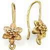 Brass Hook Earwire, Flower, plated, with loop Approx 1.5mm [