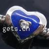 Enamel Zinc Alloy European Beads, Heart, plated, without troll & with rhinestone & large hole nickel, lead & cadmium free 