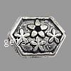 Zinc Alloy Flat Beads, Rhombus, plated, with flower pattern Approx 0.5mm 