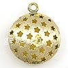 Hollow Brass Pendants, Flat Round, plated, with star pattern & brushed Approx 2.5mm 