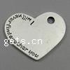 Zinc Alloy Heart Pendants, plated, with letter pattern Approx 4mm 
