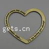Zinc Alloy Linking Ring, Heart, plated, with letter pattern Approx 1mm 