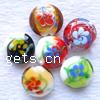 Handmade Lampwork Beads, Flat round, with flowers pattern Approx 1MM 