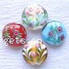 Handmade Lampwork Beads, Flat round, with flowers pattern Approx 1MM 