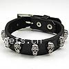 Cowhide Bracelets, with Zinc Alloy, plated, black, 15mm Inch 