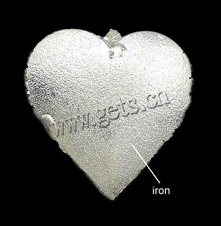 Brass Heart Pendants, plated, Customized & with rhinestone, more colors for choice, 40x40x16mm, Hole:Approx 3mm, Sold By PC