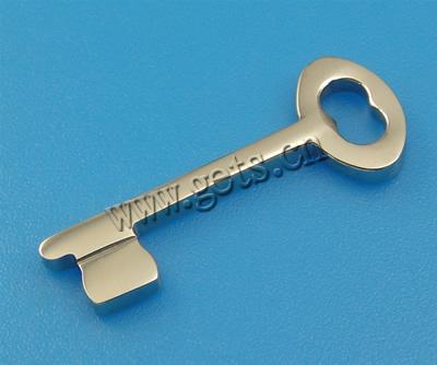 Edelstahl Stein Anhänger, Schlüssel, Kundenindividuell, originale Farbe, 26x10x2mm, Bohrung:ca. 5x2.5mm, verkauft von PC