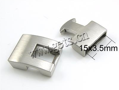 Stainless Steel Leather Cord Clasp, Rectangle, plated, Customized, more colors for choice, 32x17x6.5mm, Hole:Approx 15x3.5mm, Sold By PC