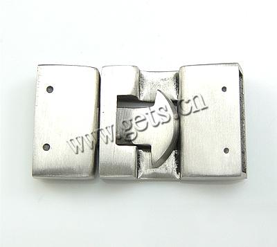 Stainless Steel Leather Cord Clasp, Rectangle, plated, Customized, more colors for choice, 32x17x6.5mm, Hole:Approx 15x3.5mm, Sold By PC