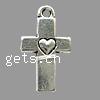 Zinc Alloy Cross Pendants, plated, with heart pattern Approx 1.5mm, Approx 