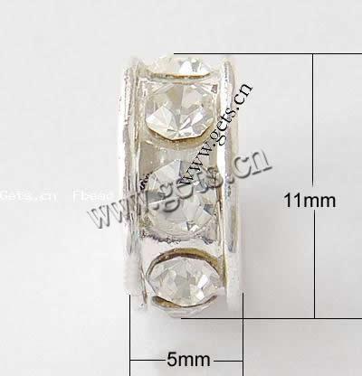 Espaciador de la forma rueda del diamante de imitación, diamantes de imitación, con aleación de zinc, Toroidal, 11x5mm, agujero:aproximado 4.5mm, Vendido por UD