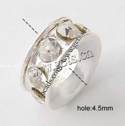 Espaciador de la forma rueda del diamante de imitación, diamantes de imitación, con aleación de zinc, Toroidal, 11x5mm, agujero:aproximado 4.5mm, Vendido por UD