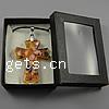 Box Packing Lampwork Necklace, with rubber cord, Cross, gold sand Inch 