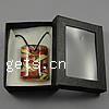 Box Packing Lampwork Necklace, with rubber cord, Rectangle, gold sand Inch 