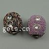 Indonesia Jewelry Beads, with Brass, Drum, with rhinestone & large hole cadmium free Approx 4.5mm 