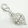 Zinc Alloy Magnetic Clasp, Round, plated, with lobster clasp & with rhinestone & single-strand Approx 4mm 