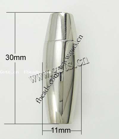 Round Stainless Steel Magnetic Clasp, Tube, plated, Customized, more colors for choice, 30x11mm, Hole:Approx 6mm, Sold By PC