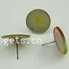 Brass Earring Stud Component, Flat Round, plated Inner Approx 14mm 