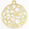 Brass Stamping Pendants, Flat Round, plated, with star pattern & hollow Approx 1.5mm 