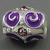 Enamel Zinc Alloy European Beads, Drum, plated, with rhinestone & large hole Approx 4.5mm 